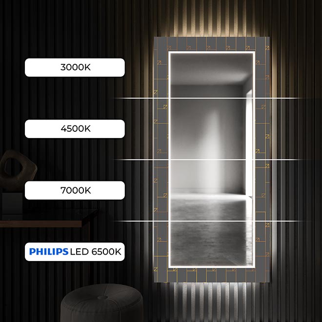 Berühren Sie einfach den Schalter, um die LED-Hintergrundbeleuchtung in Ihrem dekorativen Spiegel schnell und intuitiv ein- oder auszuschalten!