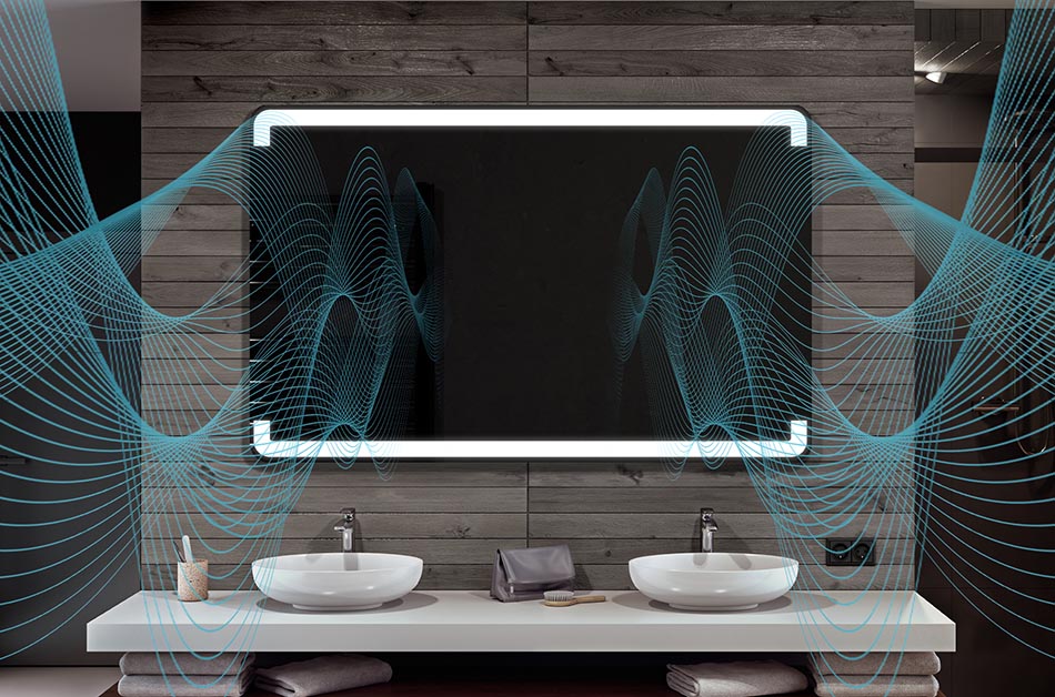Das Audiosystem ist die ideale Wahl für alle, die eine hohe Tonqualität schätzen. Dank der eingebauten Schallerreger ist der Klang außergewöhnlich klar und deutlich und wird durch eine kräftige Basslinie verstärkt. Lassen Sie die Musik im ganzen Badezimmer zu klingen oder hören Sie Podcasts während Ihrer täglichen Routine.