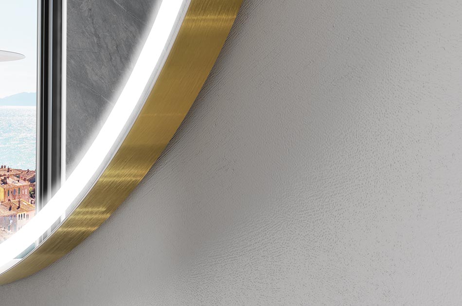 Asymmetrischer LED-Spiegel mit sanfter Hintergrundbeleuchtung – asymmetrischer spiegel | ARTFORMA