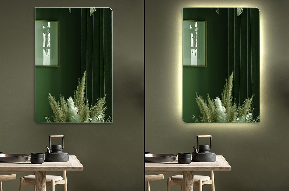 Kontrollieren Sie die Hintergrundbeleuchtung mit einer Farbeinstellung von 2700K bis 6500K. Wenn Sie die Lichtfarbe ändern, können Sie das Aussehen Ihres Spiegels an jede Situation, jedes Wetter und jede Tageszeit anpassen.