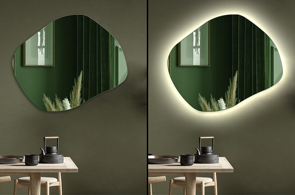 Kontrollieren Sie die Hintergrundbeleuchtung mit einer Farbeinstellung von 2700K bis 6500K. Wenn Sie die Lichtfarbe ändern, können Sie das Aussehen Ihres Spiegels an jede Situation, jedes Wetter und jede Tageszeit anpassen.