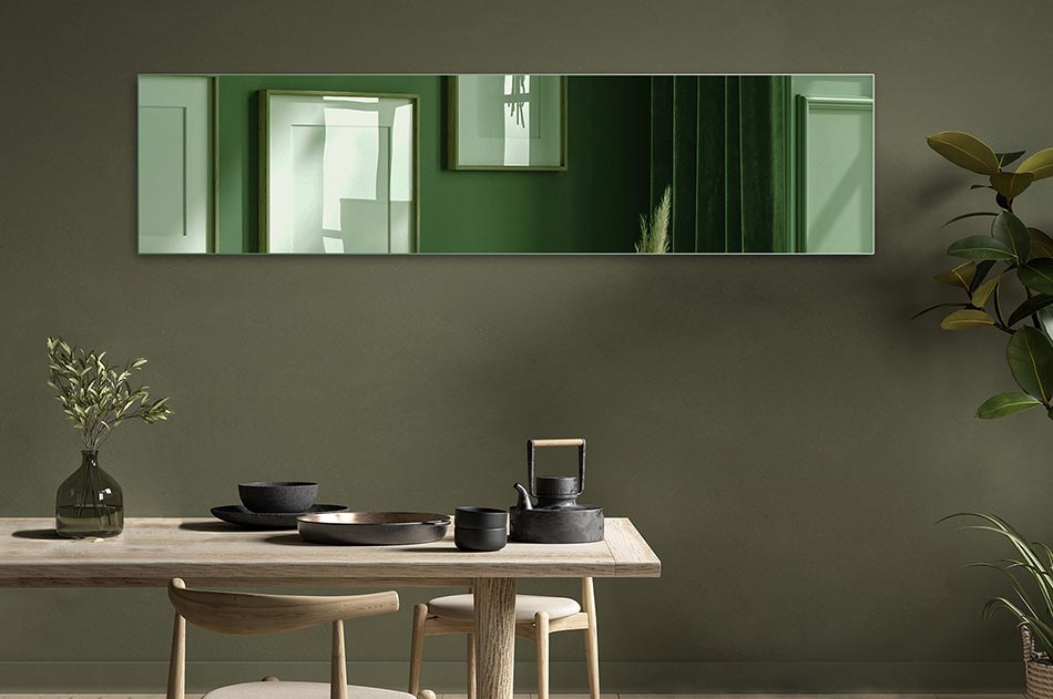 Ein Spiegel mit der Möglichkeit, die Farbe der Fläche zu wählen, ist ein funktionales und elegantes Accessoire, das zu jedem Innenraum passt. Wählen Sie die Farbe der Spiegelfläche für die individuellen Bedürfnisse und den Stil des Raumes. Verschiedene Flächenfarben sind verfügbar, einschließlich goldfarben und schwarzgrau. Der Spiegel kann in allen Räumen wie Bad, Schlafzimmer, Flur oder Wohnzimmer verwendet werden. Einfache Montage und für die tägliche Pflege.