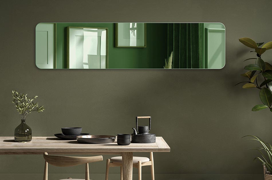 Ein Spiegel mit der Möglichkeit, die Farbe der Fläche zu wählen, ist ein funktionales und elegantes Accessoire, das zu jedem Innenraum passt. Wählen Sie die Farbe der Spiegelfläche für die individuellen Bedürfnisse und den Stil des Raumes. Verschiedene Flächenfarben sind verfügbar, einschließlich goldfarben und schwarzgrau. Der Spiegel kann in allen Räumen wie Bad, Schlafzimmer, Flur oder Wohnzimmer verwendet werden. Einfache Montage und für die tägliche Pflege.