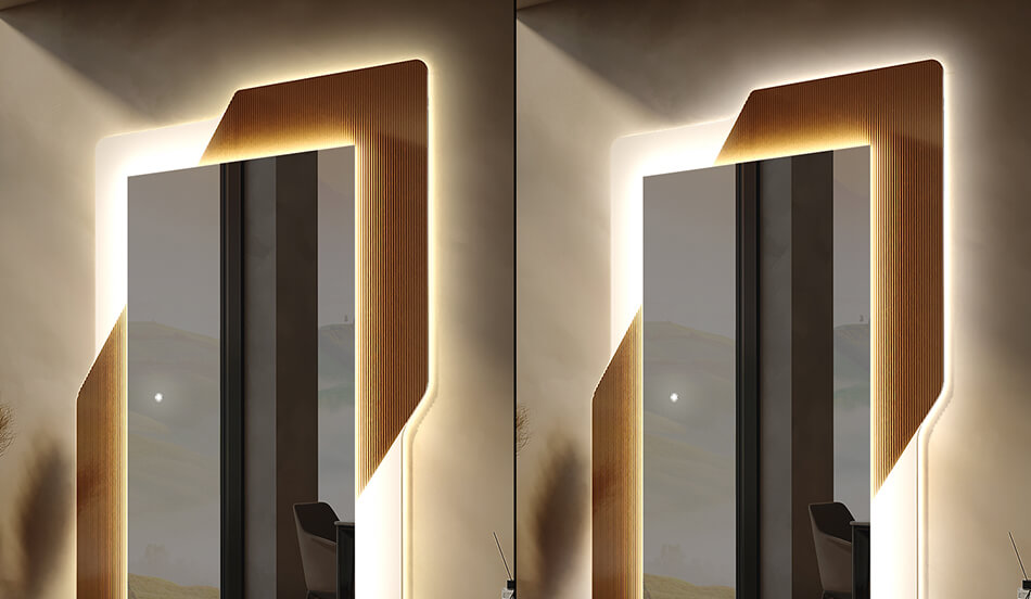 Die LED-Farbsteuerung erfolgt über einen Touch-Schalter. Ein einfaches Antippen des Schalters schaltet die Hintergrundbeleuchtung ein und aus. Indem Sie den Schalter gedrückt halten, während die Beleuchtung eingeschaltet ist, ändert sich die Farbtemperatur der LED.