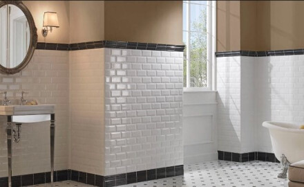 Abgeschrägte Keramikfliese für die Wand, 10 x 20, weiß, glänzend, abgeschrägt, A4H22 Blanco Brillo