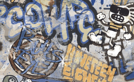 Glasierte Feinsteinzeugfliesen für den Boden, 120 x 280 cm, mattgrau, rektifiziert, A4H248 City Graffiti Grey