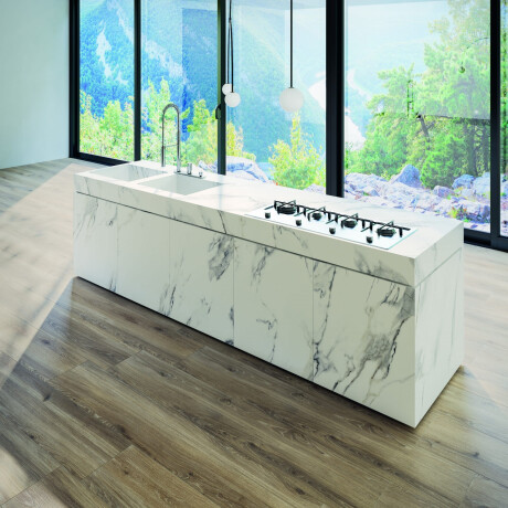 Großformatige Feinsteinzeugfliese 120 x 270 cm mit grauen Adern, matt, rektifiziert, A4H463 Calacatta #12