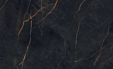 Großformatige Feinsteinzeugfliesen 120 x 280, schwarzer Marmor mit goldenen Adern, glänzend, A4H474 Sant Loreno