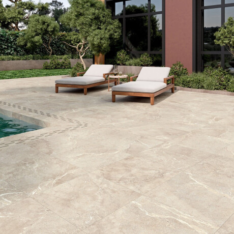Steinfliesen mit Aderung für den Boden, 100 x 100, matt, grau-beige-taupe, A4H508 Volterra Bone #2