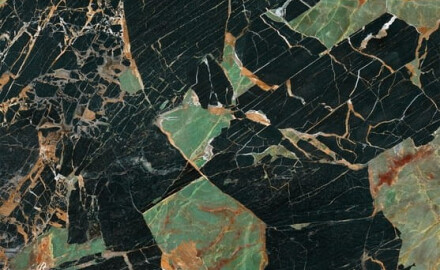 Feinsteinzeug „Bookmatch“ 120 x 280, smaragdgrüner Marmor mit Adern, glänzend, A4H850 Esmerald Paris