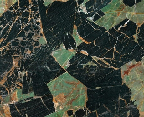 Feinsteinzeug „Bookmatch“ 120 x 280, smaragdgrüner Marmor mit Adern, glänzend, A4H850 Esmerald Paris