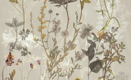 Wandfliesen 60 x 120 cm, grau mit Blumenmustern, matt, A4H919 Glame