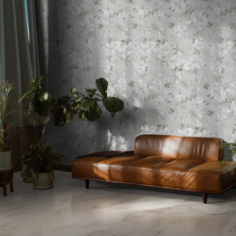 Wandfliesen 60 x 120 cm, grau mit Blumenmustern, matt, A4H923 Lirio #1