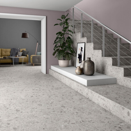 Glasierte Feinsteinzeugfliesen für den Boden, 60 x 120, Grey (grau), matt, rektifiziert, A4H97, Terrazzo #10