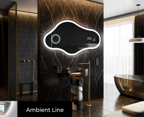 Unregelmäßiger asymmetrischer Spiegel mit LED Beleuchtung C222