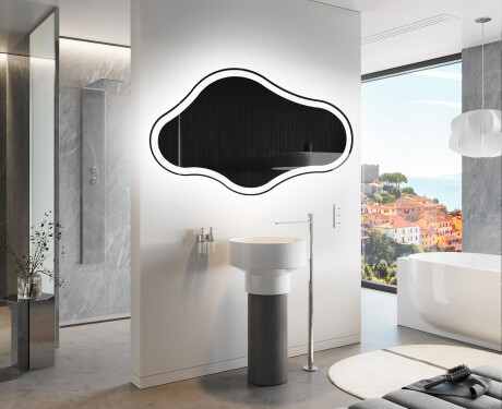 Unregelmäßiger asymmetrischer Spiegel mit LED Beleuchtung C222 #9