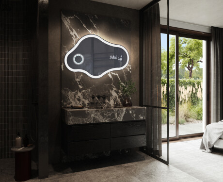 Unregelmäßiger asymmetrischer Spiegel mit LED Beleuchtung C222 #10