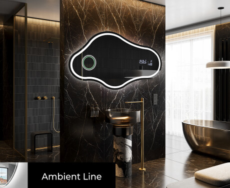 Unregelmäßiger asymmetrischer Spiegel mit LED Beleuchtung C223 #3
