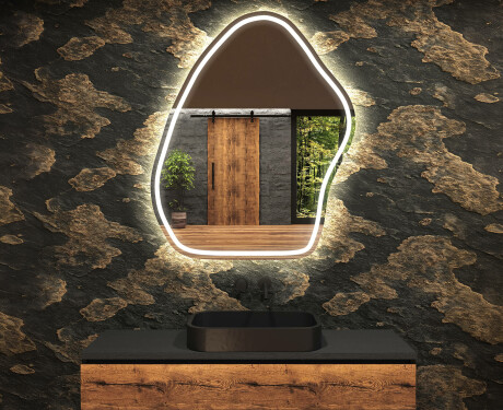 Unregelmäßiger asymmetrischer Spiegel mit LED Beleuchtung G223