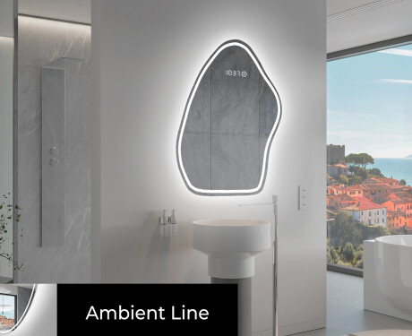 Unregelmäßiger asymmetrischer Spiegel mit LED Beleuchtung G223 #3