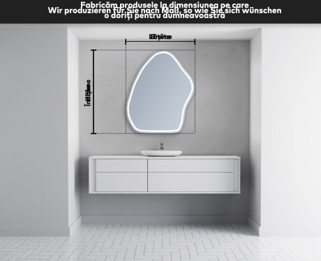 Unregelmäßiger asymmetrischer Spiegel mit LED Beleuchtung G223 #5