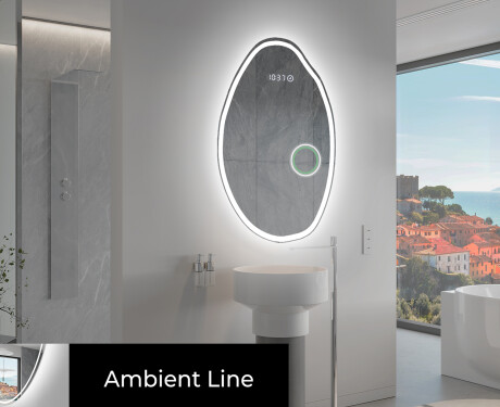 Unregelmäßiger asymmetrischer Spiegel mit LED Beleuchtung U222 #3