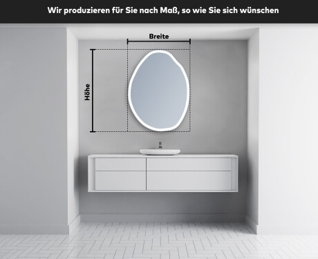 Unregelmäßiger asymmetrischer Spiegel mit LED Beleuchtung U222 #5