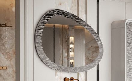 Asymmetrischer Badezimmerspiegel mit Metallrahmen L292