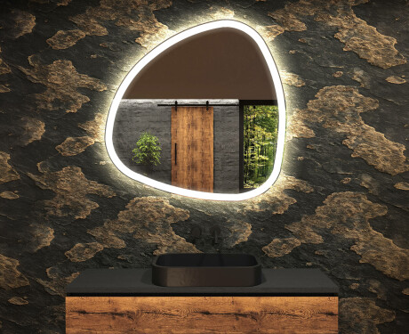 Unregelmäßiger asymmetrischer Spiegel mit LED Beleuchtung J222