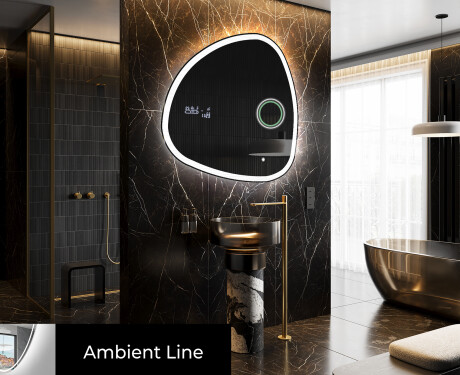 Unregelmäßiger asymmetrischer Spiegel mit LED Beleuchtung J222 #4