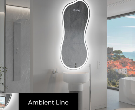 Unregelmäßiger asymmetrischer Spiegel mit LED Beleuchtung K222 #3
