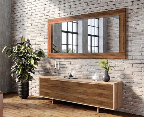 Rechteckig Wandspiegel mit Rahmen massivholz L224 #6