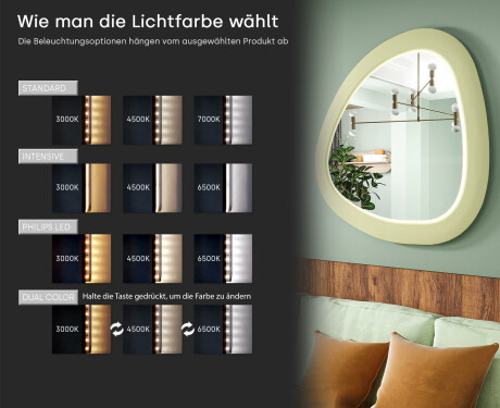 LED-Spiegel mit unregelmäßiger Form und lackiertem MDF-Rahmen L308 #5