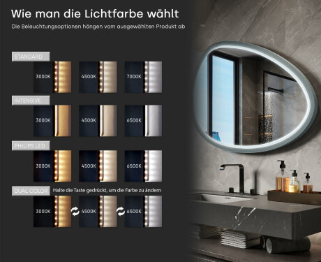Asymmetrischer LED-Spiegel mit lackiertem MDF-Rahmen L310 #5