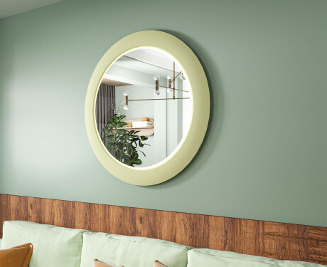 LED-Spiegel mit MDF in rundem, lackiertem Rahmen L306