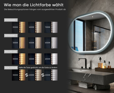 Stadionförmiger LED-Spiegel mit lackiertem MDF-Rahmen L307 #5