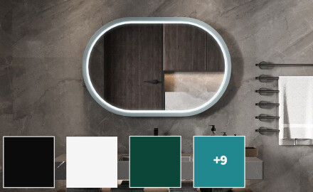 Stadionförmiger LED-Spiegel mit lackiertem MDF-Rahmen L307