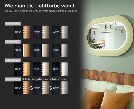 Moderner LED-Spiegel in Stadionform mit MDF-Rahmen L307 #5