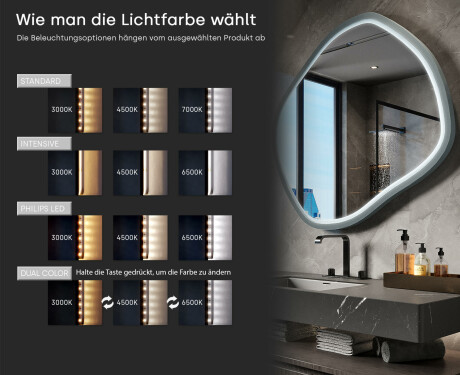 Rhomboidförmiger LED-Spiegel in lackiertem MDF-Rahmen L309 #5