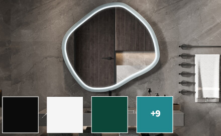 Rhomboidförmiger LED-Spiegel in lackiertem MDF-Rahmen L309