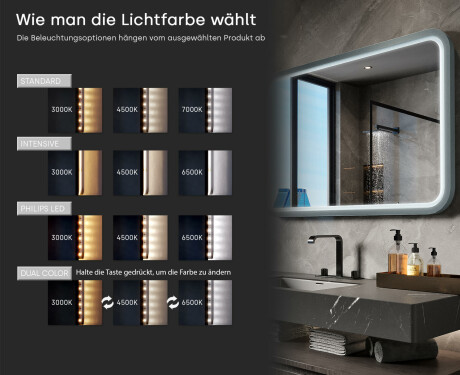 Abgerundeter LED-Spiegel mit lackiertem MDF-Rahmen L305 #5
