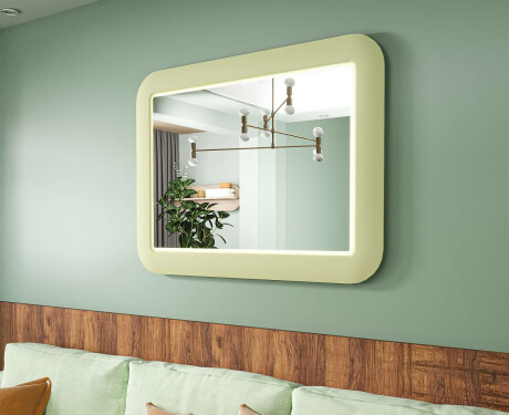 Abgerundeter LED-Spiegel in glänzendem MDF-Rahmen L305