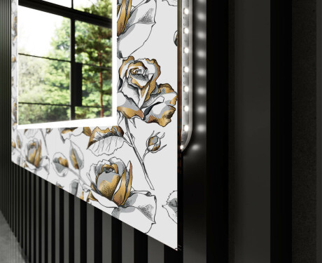 Dekorativer Spiegel mit LED-Beleuchtung für den Flur - Golden Flowers #11