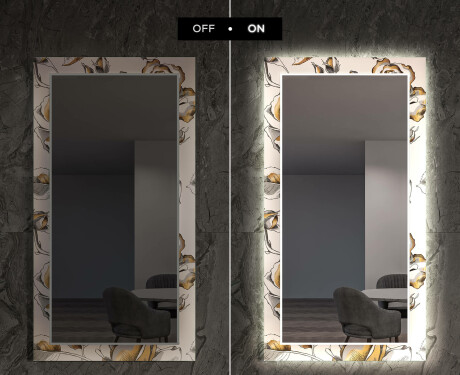 Dekorativer Spiegel mit LED-Beleuchtung für den Flur - Golden Flowers #7