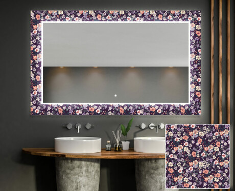 Hinterleuchteter dekorativer Spiegel für das Badezimmer - Elegant Flowers