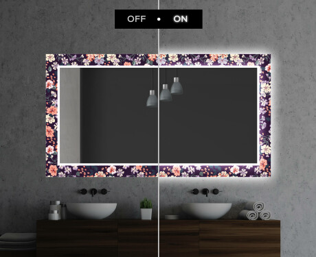 Hinterleuchteter dekorativer Spiegel für das Badezimmer - Elegant Flowers #7