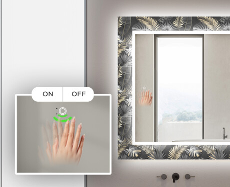 Hinterleuchteter dekorativer Spiegel für das Badezimmer - Goldy Palm #5