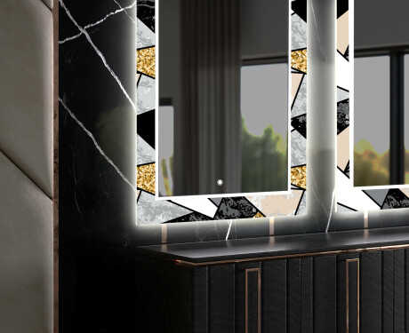 Dekorativer Spiegel mit LED-Beleuchtung für das Esszimmer - Marble Pattern #11