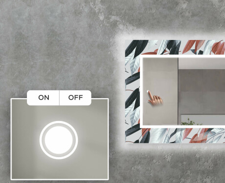 Dekorativer Spiegel mit LED-Beleuchtung für das Wohnzimmer - Leaves #4