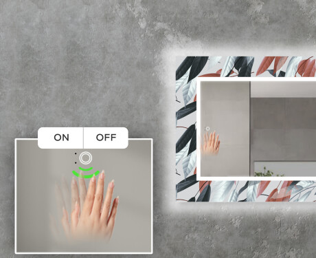 Dekorativer Spiegel mit LED-Beleuchtung für das Wohnzimmer - Leaves #5
